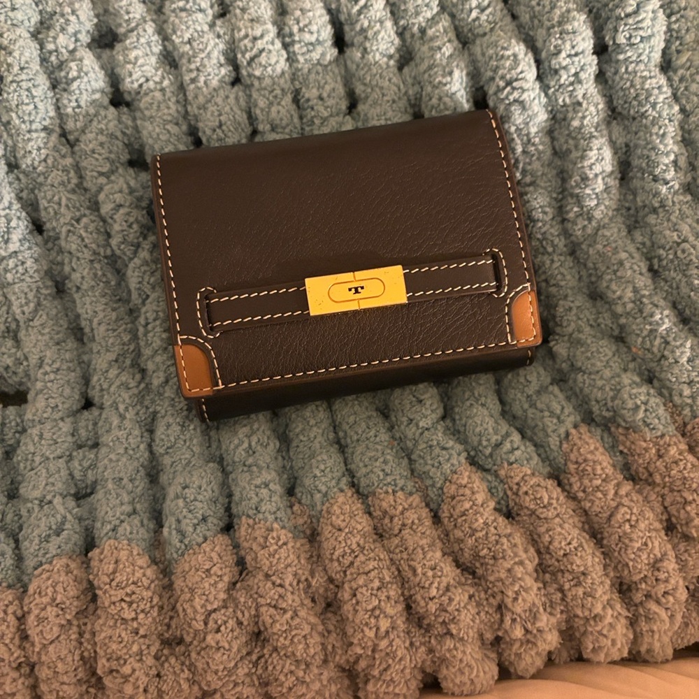 Tory Burch Black Leather Wallet with Gold Accent